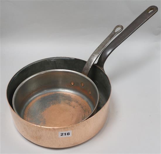Two 19th century French copper saucepans
